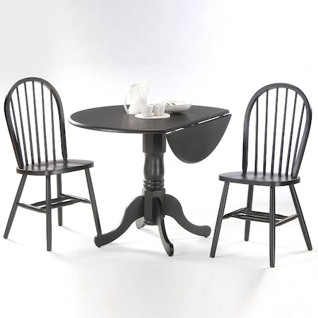 International Concepts 42in Dual Drop Leaf Dining Table with 2 Windsor Chairs K46-42DP-C212-2